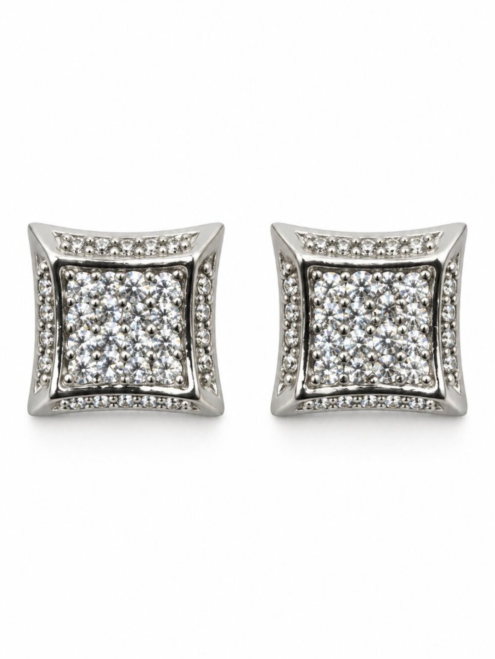 Bianca Silver Square Crystal Stainless Steel Stud Earrings